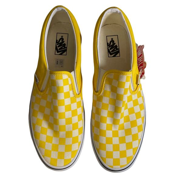NWT VANS Classic Slip On Checkerboard Sneaker Cyber Yellow Size M11.5 W13.0 - Picture 1 of 7